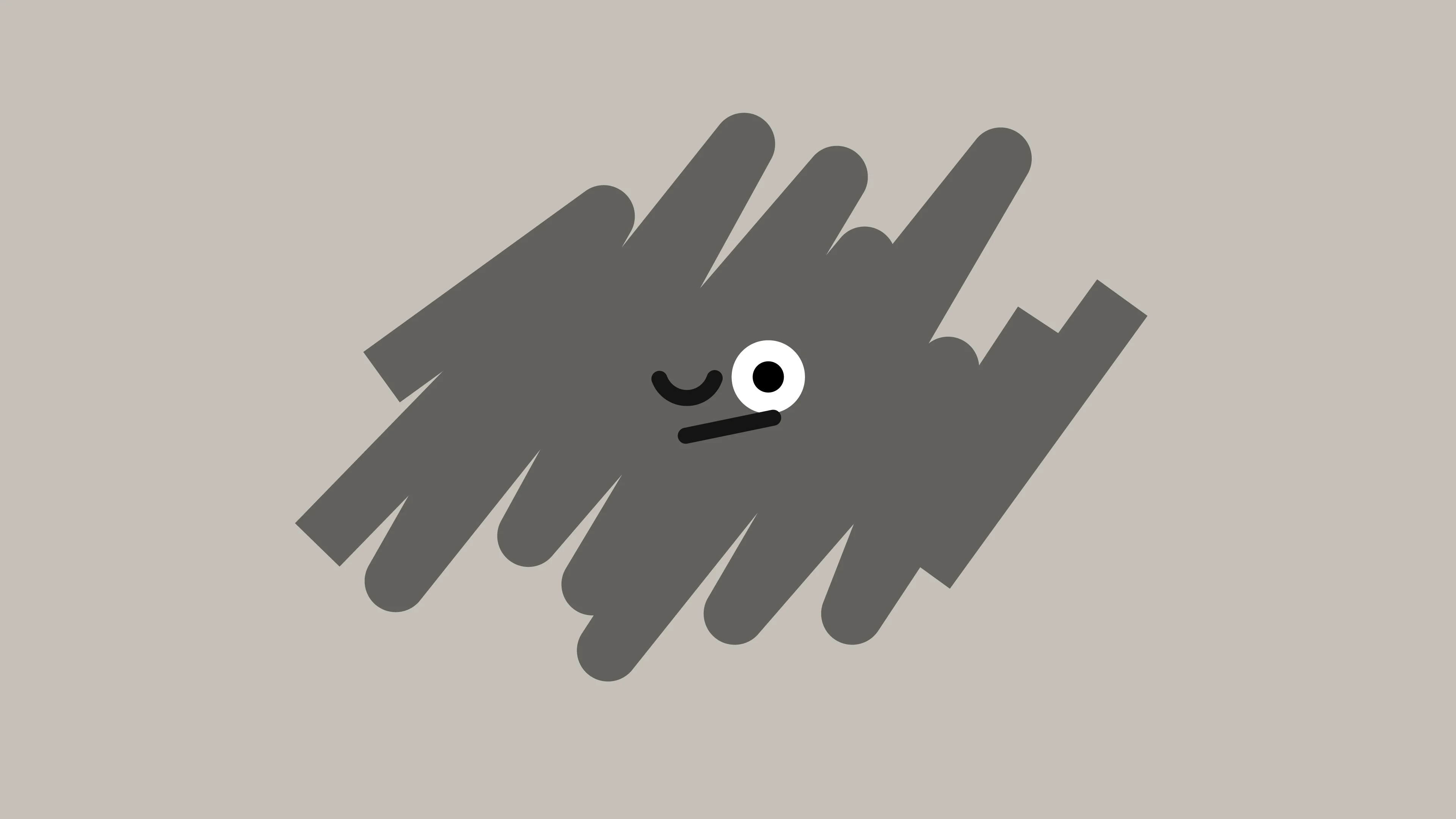 Scribble style face looking confused against a gray background